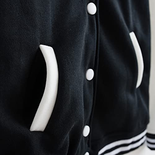 Mowbeat Kids Baseball Jacket Girls Bomber Jackets Boys Varsity Coats Top for Girl Sports Track Outerwear (BLACK, 9-10Years) - Image 4