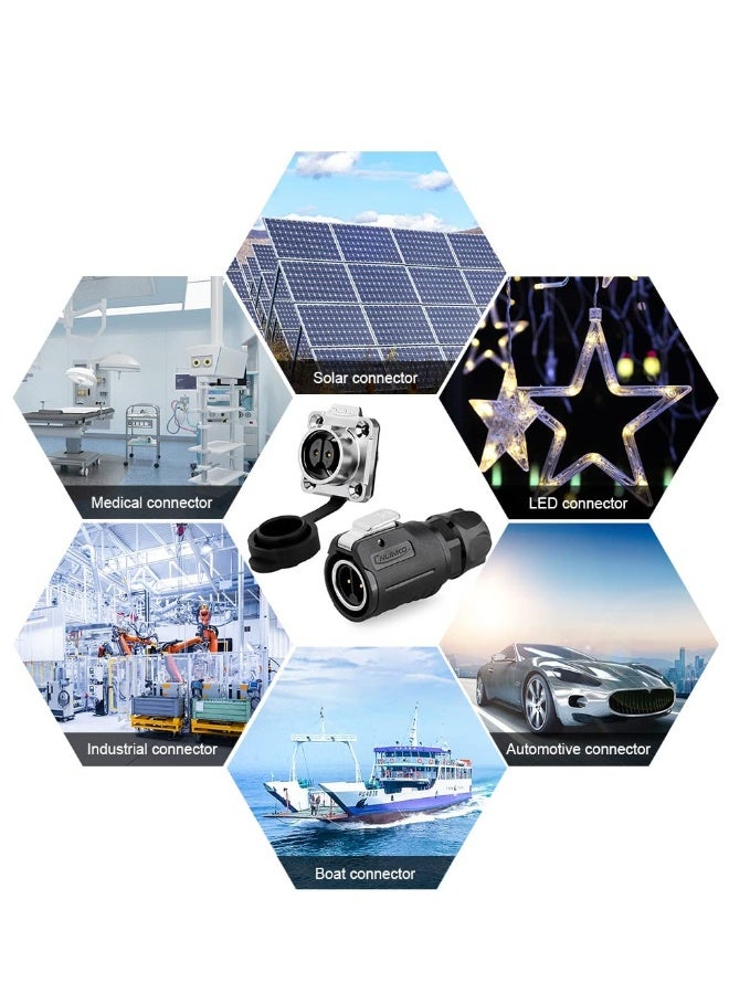موصل صناعي مقاوم للماء، موصل دائري بمستوى حماية IP 67، تصميم عسكري لموصل الطيران، مناسب للاستخدام في السيارات، البحرية، الأضواء (معدني، بلاستيكي، 2 دبوس) - Image 4