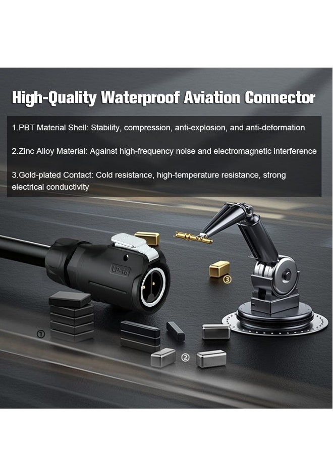 موصل صناعي مقاوم للماء، موصل دائري بمستوى حماية IP 67، تصميم عسكري لموصل الطيران، مناسب للاستخدام في السيارات، البحرية، الأضواء (معدني، بلاستيكي، 2 دبوس) - Image 2