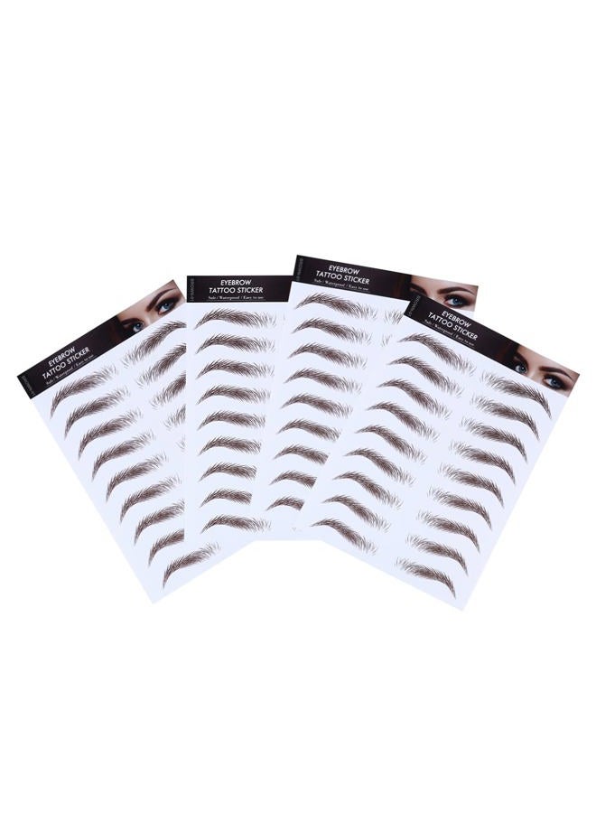 Beaupretty 4pcs Waterproof Eyebrow Tattoos, Hair-like Authentic Stickers and Transfers for Women Men (Brown) - Image 3