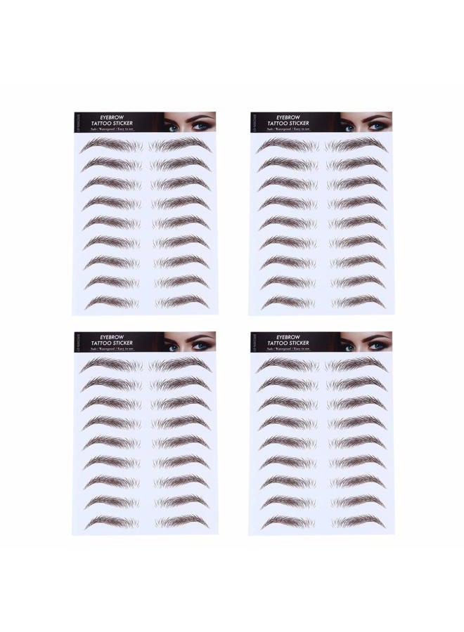 Beaupretty 4pcs Waterproof Eyebrow Tattoos, Hair-like Authentic Stickers and Transfers for Women Men (Brown) - Image 1