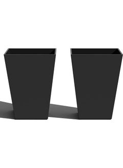 Heavy Duty Tall Planter, Indoor/Outdoor Grande Plant, Tree, Flower Pot, 2-Piece Set, 50CM, Modern Design, Built-in Drainage, Black