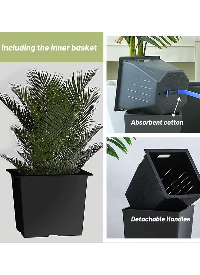 Garlo - Heavy Duty Tall Planter, Indoor/Outdoor Grande Plant, Tree, Flower Pot, 2-Piece Set, 50CM, Modern Design, Built-in Drainage, Black - Image 1