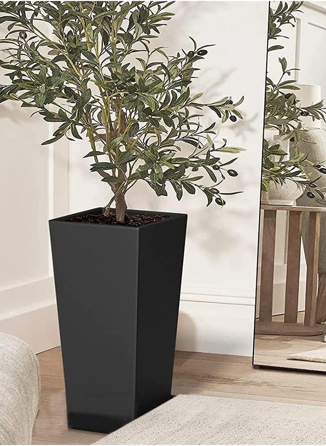 Garlo - Heavy Duty Tall Planter, Indoor/Outdoor Grande Plant, Tree, Flower Pot, 2-Piece Set, 50CM, Modern Design, Built-in Drainage, Black - Image 1