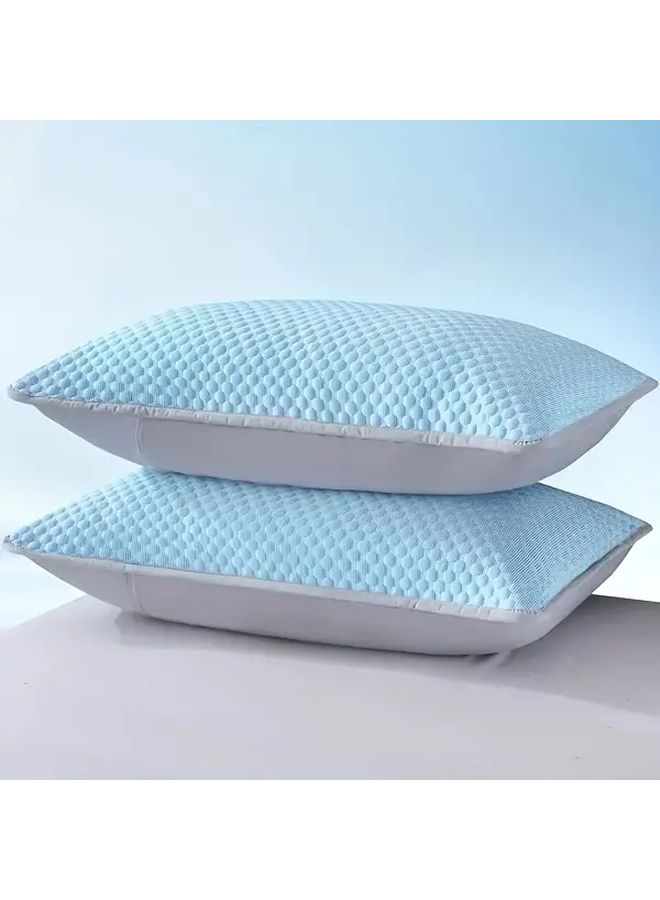 Deep Sky Blue 2 Pack Cooling Pillowcases Soft Moisture Wicking Polyester Machine Washable Summer Bedding - Image 4