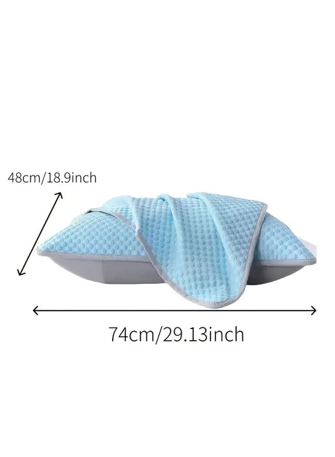 Deep Sky Blue 2 Pack Cooling Pillowcases Soft Moisture Wicking Polyester Machine Washable Summer Bedding - Image 3