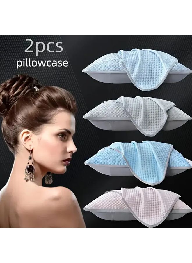 Deep Sky Blue 2 Pack Cooling Pillowcases Soft Moisture Wicking Polyester Machine Washable Summer Bedding - Image 2