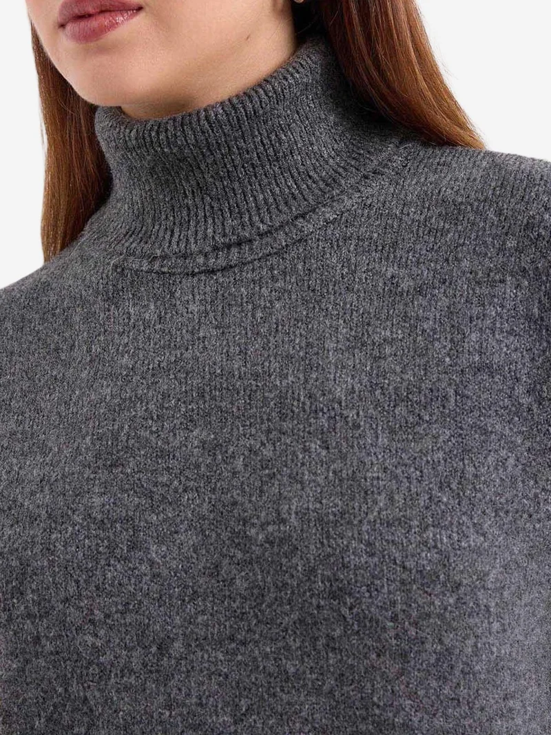 Big Dart Charcoal Grey BDART Textured Oversized Turtleneck Knit Co-Ord Set for Women | Best Price UAE