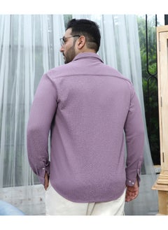 Instafab Plus Men's Lavender Stripe-Creased Shirt  - Image 4