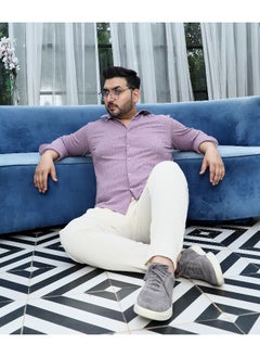 Instafab Plus Men's Lavender Stripe-Creased Shirt  - Image 2