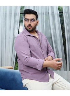 Instafab Plus Men's Lavender Stripe-Creased Shirt  - Image 3