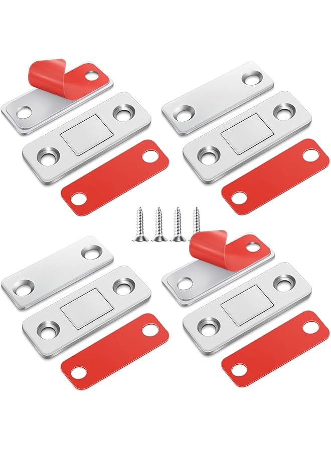 promass 4 Pack Ultra Thin Cabinet Magnetic Catch, Upgrade Stainless Steel Magnetic Door Catch, High Magnetic Cabinet Door Magnets for Kitchen Cupboard Wardrobe Closet Drawer Latch - Image 1