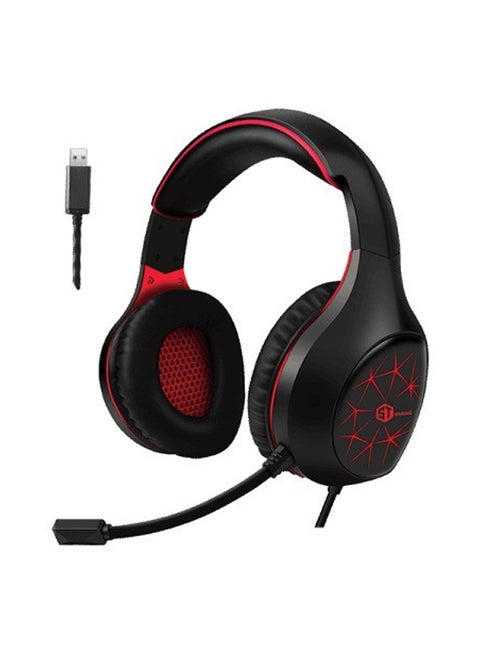 ST STANDARD GM-2100R 7.1 USB-A LED Stereo Gaming Headset – Surround Sound, Noise-Canceling Mic, Comfortable Over-Ear Design for PC & Console Gaming (Black/Red)