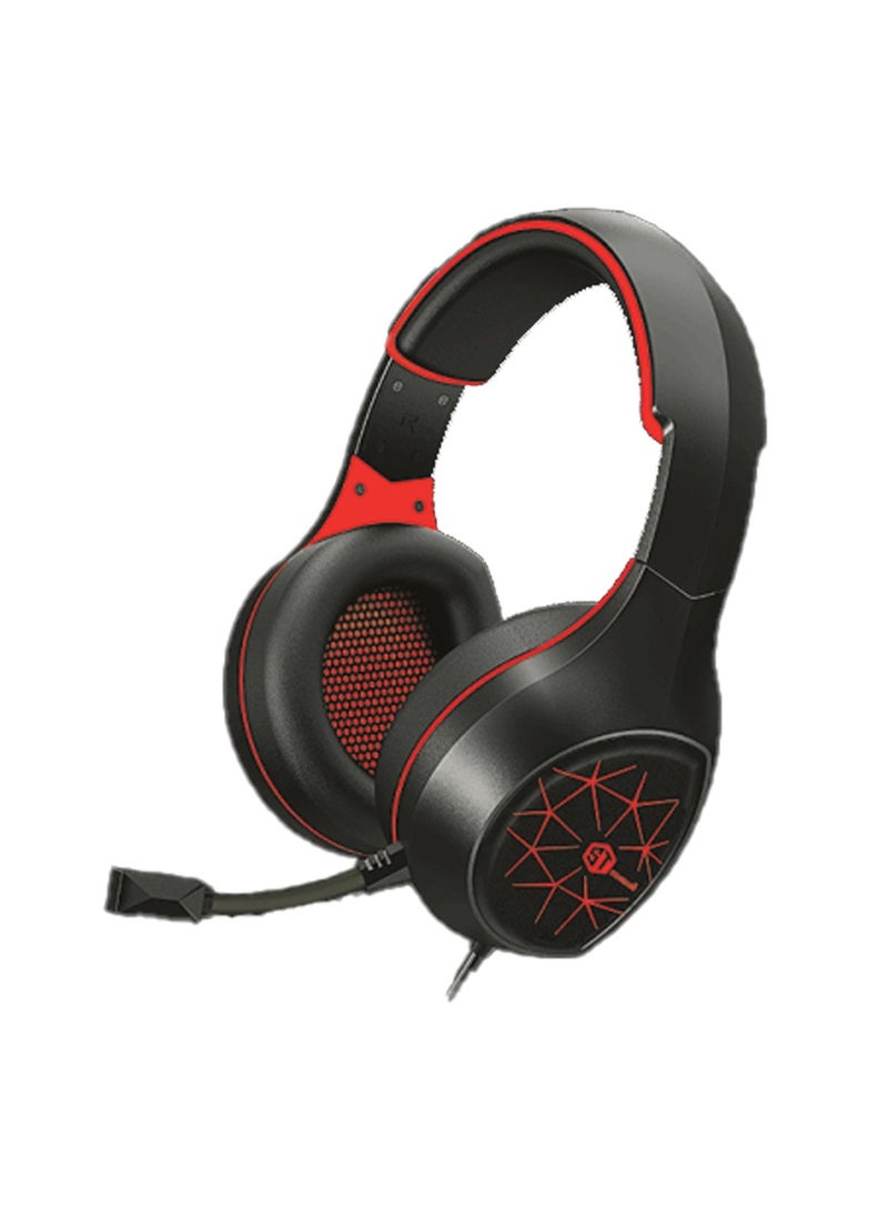 Standard - ST STANDARD GM-2100R 7.1 USB-A LED Stereo Gaming Headset – Surround Sound, Noise-Canceling Mic, Comfortable Over-Ear Design for PC & Console Gaming (Black/Red) - Image 1