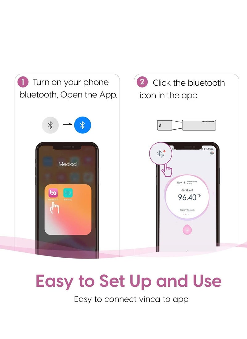 Femometer - Basal Thermometer for Ovulation, Smart Quiet BBT Thermometer with Bluetooth for Nature Family Planning, Fertility Monitor and Period Tracker with Femometer APP iOS & Android from Femometer Vinca - Image 1