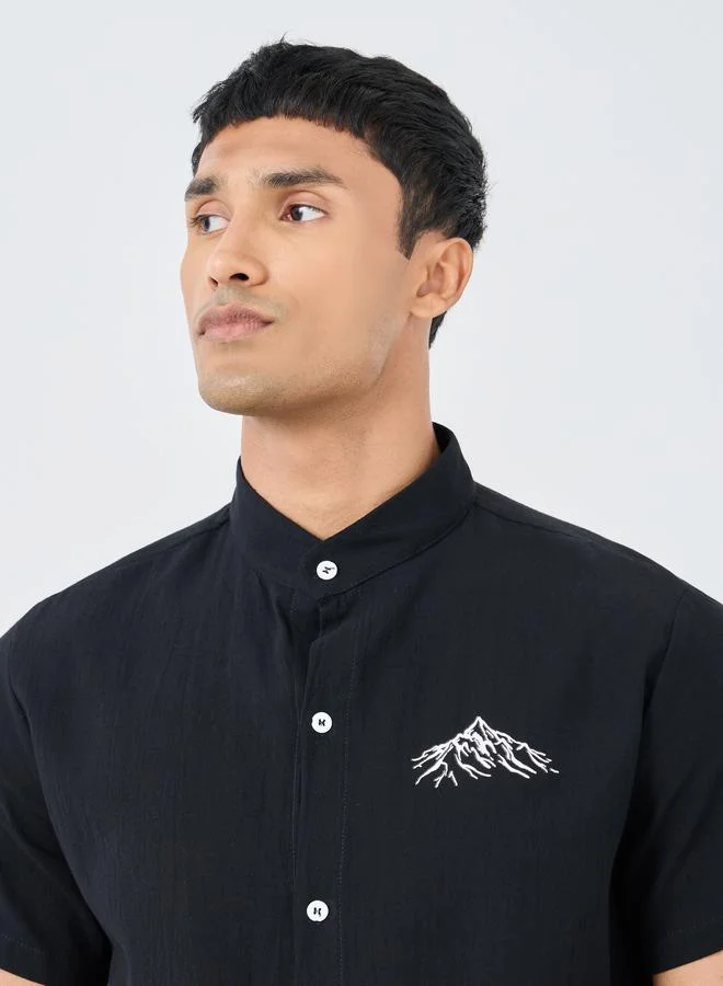 Take Two Take Two Graphic Print Buttoned Short Sleeve Shirt