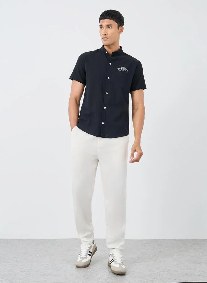 Take Two Take Two Graphic Print Buttoned Short Sleeve Shirt
