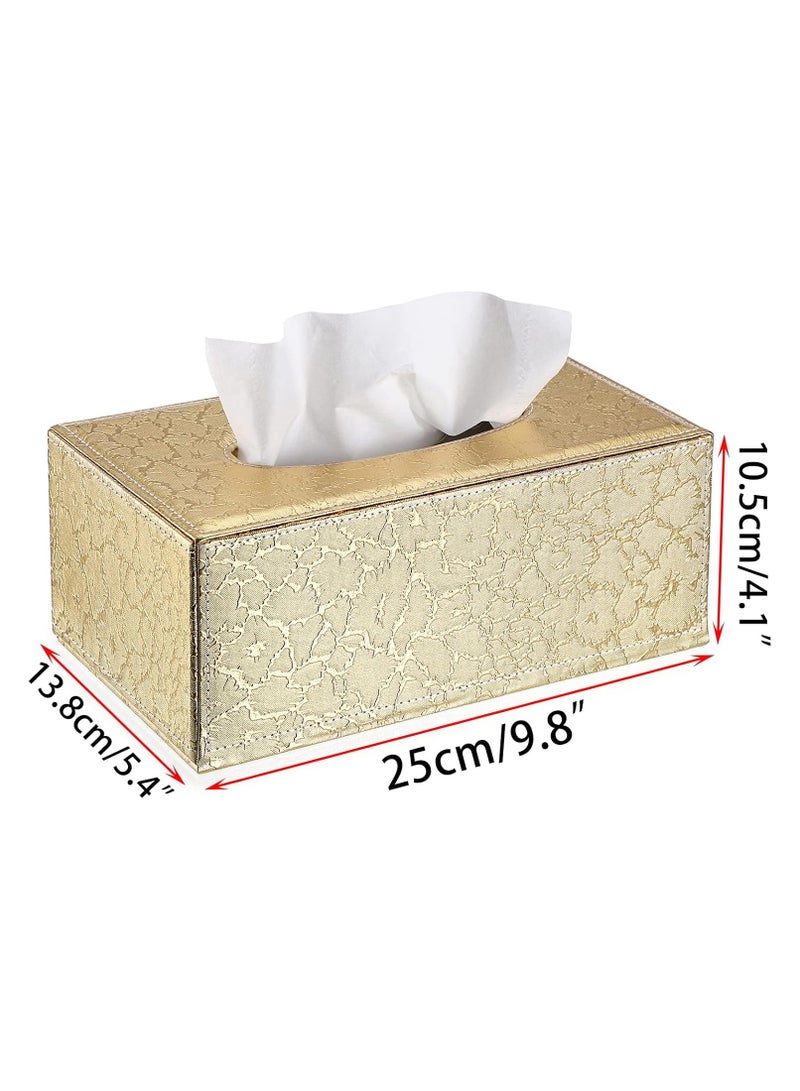 Rectangular Tissue Box Cover - Stylish Tissue Box Holder with Magnetic Bottom, Decorative Tissue Box for Vanity Dresser Night Stand Table Countertop (Gold, Medium) - Image 3