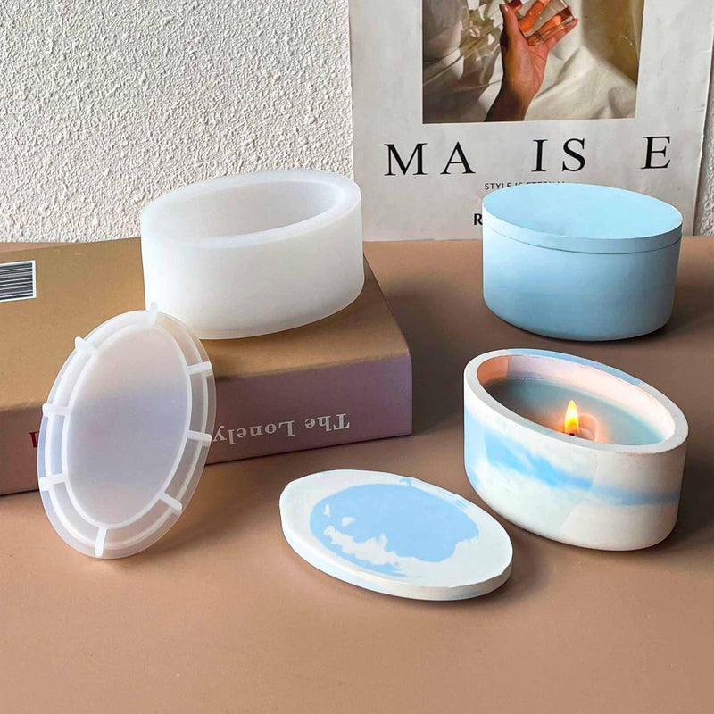 FirstTry FirstTry Box Resin Mold I Oval Cup Shape Silicone Epoxy Casting Mould with Lid I for DIY Handmade Necklace Earring Art Crafts Jewelry Storage Box Ring Trinket Container Home Table Decorations - Image 5