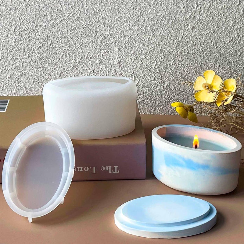FirstTry FirstTry Box Resin Mold I Oval Cup Shape Silicone Epoxy Casting Mould with Lid I for DIY Handmade Necklace Earring Art Crafts Jewelry Storage Box Ring Trinket Container Home Table Decorations - Image 3