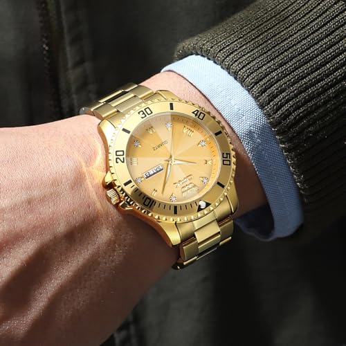 OPK Watch for Men Diamond Gold Dial Analog Waterproof Stainless Steel Casua Business Men‘s Wristwatches - Image 4