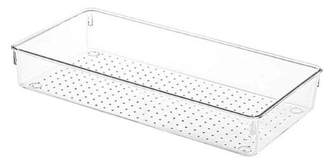 مجموعة منظم أدراج مستطيلة من البلاستيك الشفاف، صناديق تخزين مستحضرات التجميل متعددة الوظائف بتصميم كلاسيكي وحديث لتخزين المجوهرات