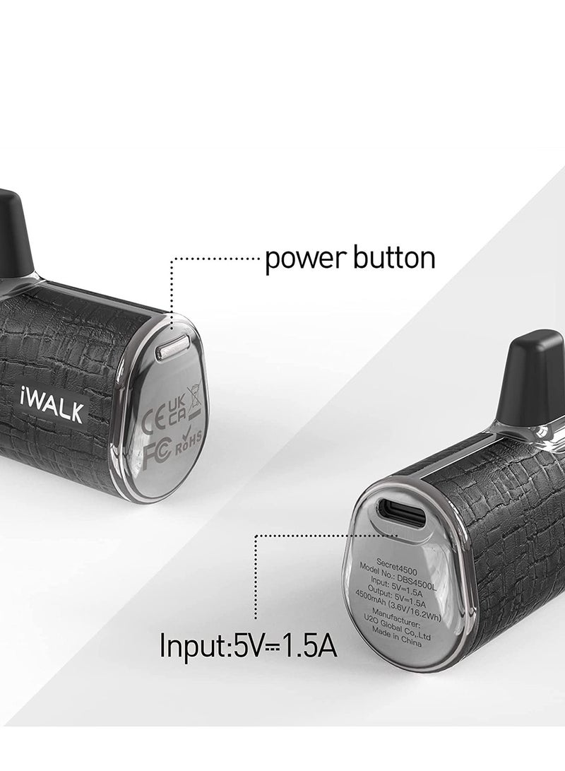 آيووك بنك الطاقة المحمول الصغير iWALK بنك طاقة صغير محمول بسعة 4500 مللي أمبير في الساعة، جلد من النوع لايتنينج- أسود - Image 2