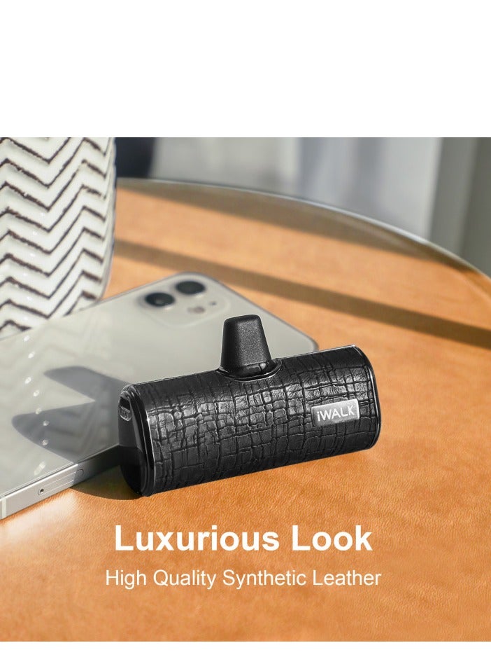 آيووك بنك الطاقة المحمول الصغير iWALK بنك طاقة صغير محمول بسعة 4500 مللي أمبير في الساعة، جلد من النوع لايتنينج- أسود - Image 5