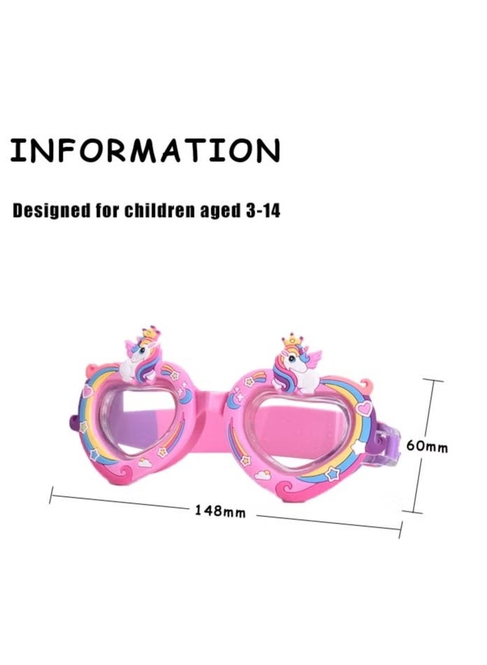 Ailily Children's Cartoon Silicone Anime Swimming Glasses Swimming Pool Girls Swimming Training Diving Equipment (Multicolor) - Image 3