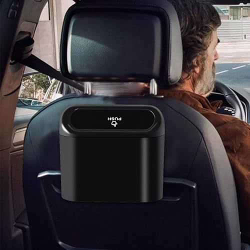 Roktry 15L Capacity Car Trash Can Bin with Lid and Trash Bags Small Car Garbage Can Leakproof Mini Car Accessories Trash Bin Car Dustbin Organizer Container for Car Office Home - Image 2