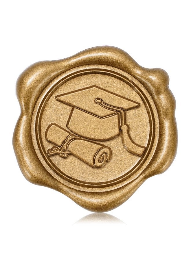 Whaline 50Pcs Graduation Wax Seal Stickers Graduation Cap Envelope Seal Stickers Gold 3D Selfadhesive Embossed Stickers For Diy Greeting Invitation Cards Snail Mails Wine Packages Gift Decor - Image 1