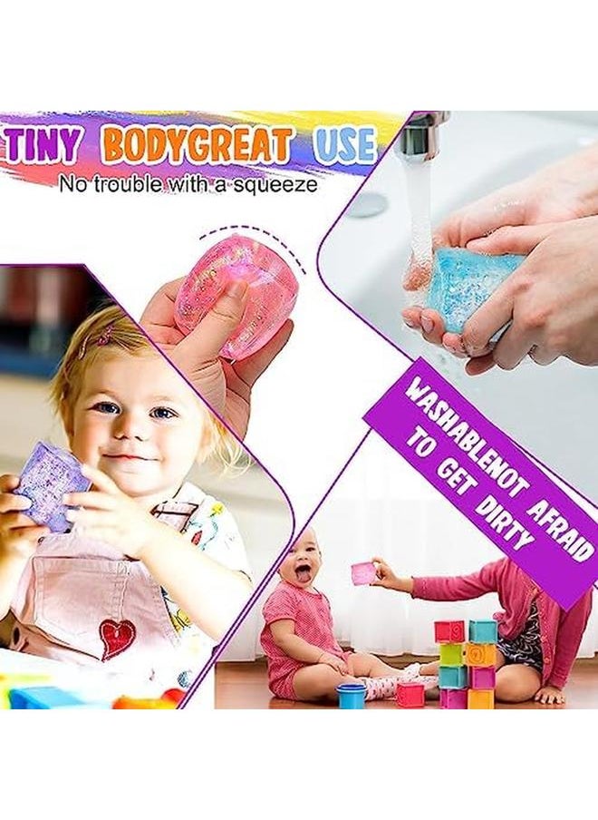 Excefore - Ice Cube Stress Ball Sensory Toys Set Party Favors Squeeze Kids Toys Stress Relief Toy With Aurora Sequin Anxiety Stress Relief Sensory Fidget Ball For Special Needs And Office 4 Pcs - Image 1