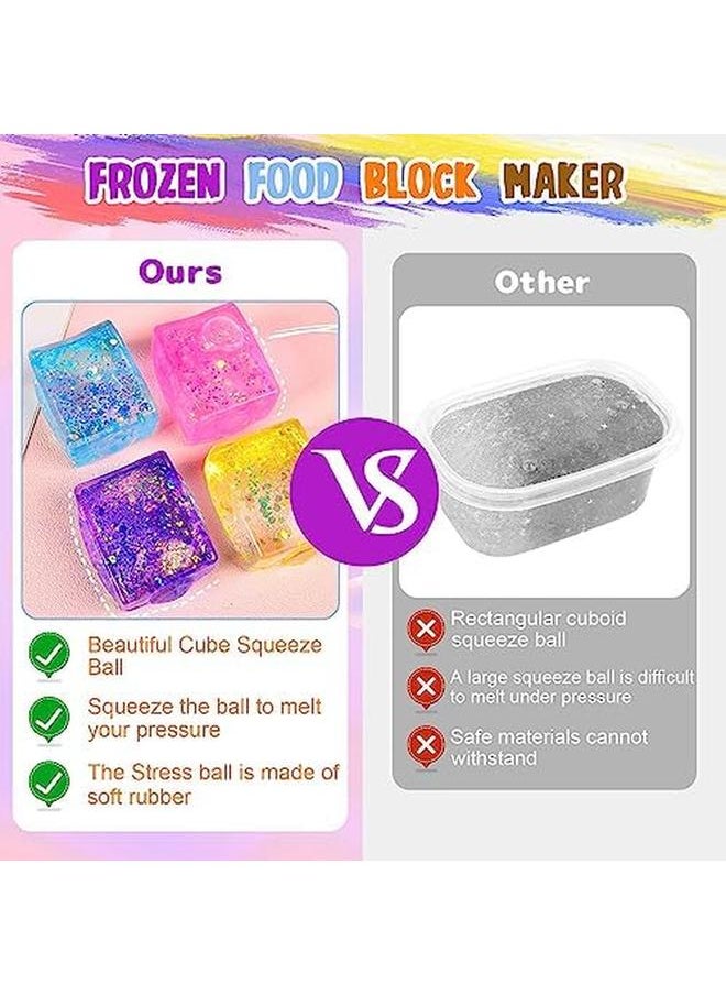 Excefore - Ice Cube Stress Ball Sensory Toys Set Party Favors Squeeze Kids Toys Stress Relief Toy With Aurora Sequin Anxiety Stress Relief Sensory Fidget Ball For Special Needs And Office 4 Pcs - Image 1