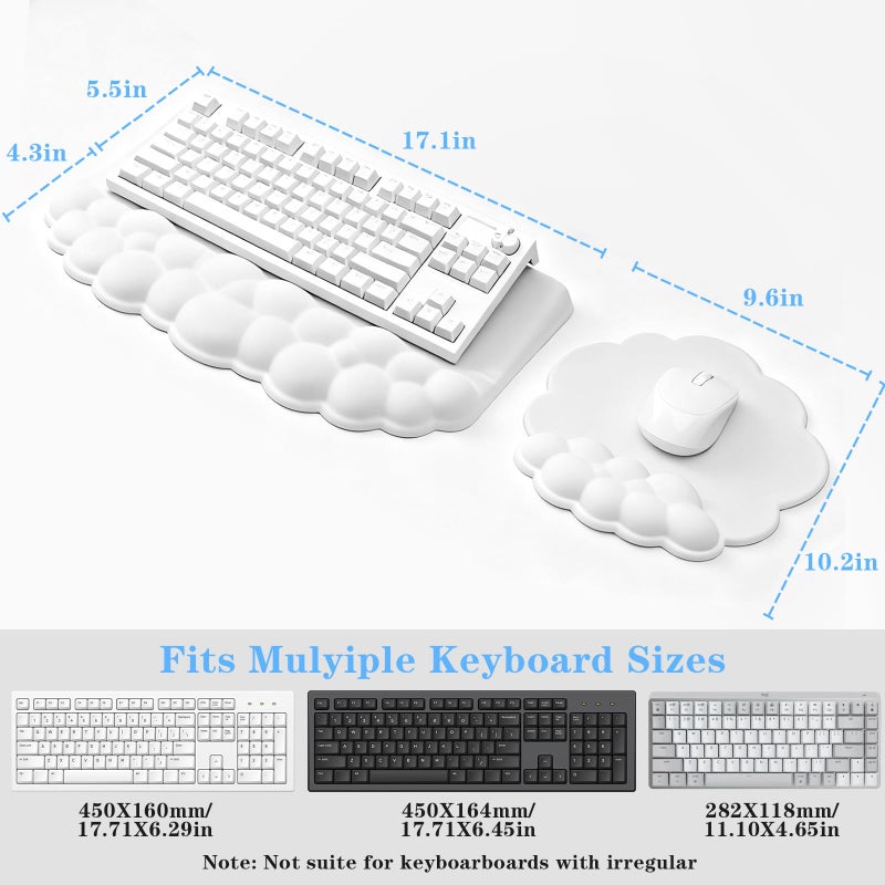 KEPUTAIER Cloud Keyboard and Mouse with Wrist Rest, Ergonomic Tilted Keyboard Stand with Soft Memory Foam Wrist Support Set, Effortless Typing, Pain Relief, Comfortable for Office, Work, and Gaming - Image 5