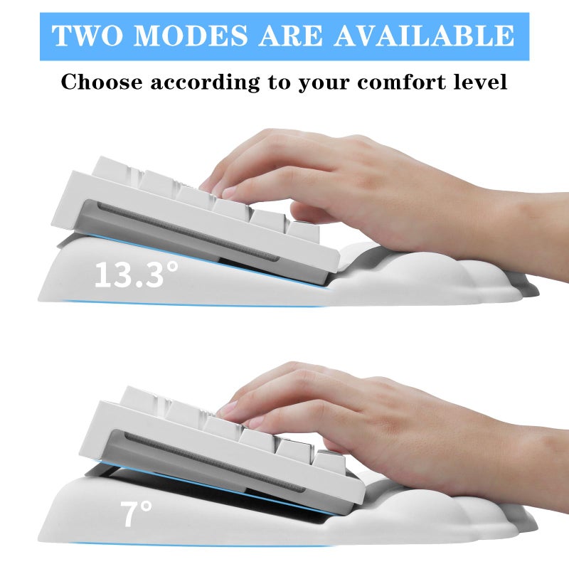 KEPUTAIER Cloud Keyboard and Mouse with Wrist Rest, Ergonomic Tilted Keyboard Stand with Soft Memory Foam Wrist Support Set, Effortless Typing, Pain Relief, Comfortable for Office, Work, and Gaming - Image 2