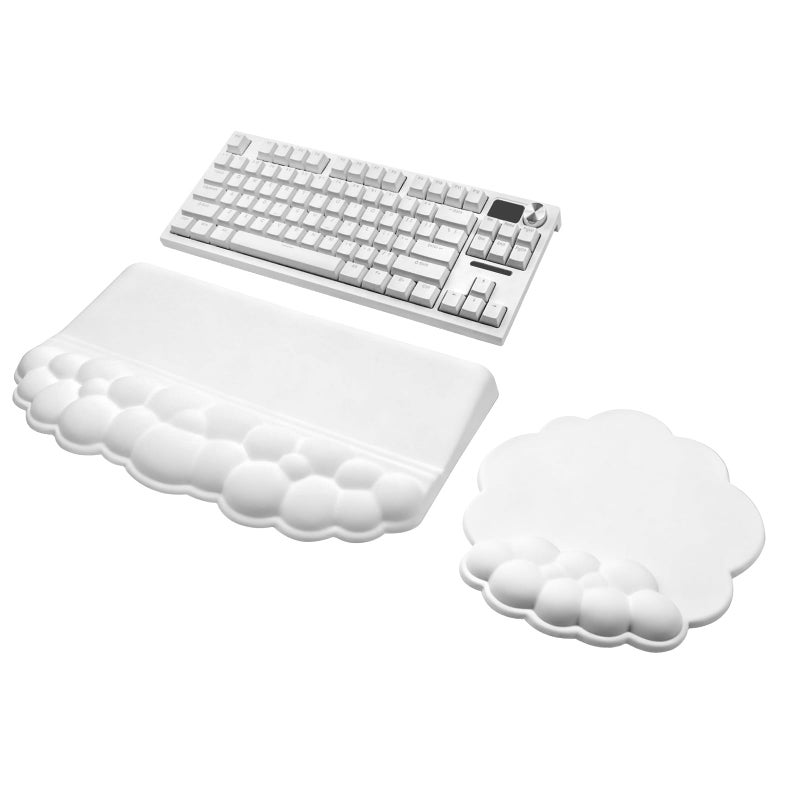 KEPUTAIER Cloud Keyboard and Mouse with Wrist Rest, Ergonomic Tilted Keyboard Stand with Soft Memory Foam Wrist Support Set, Effortless Typing, Pain Relief, Comfortable for Office, Work, and Gaming - Image 1