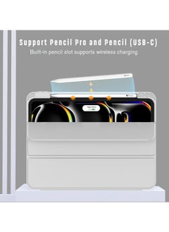 LCYLJGY Cover Case For iPad Pro 11 Inch Case 2022/2021/2020/2018 Gen with Pencil Holder,Smart iPad Case Support Touch ID and Auto Wake/Sleep with Auto 2nd Gen Pencil Charging Grey  - Image 3