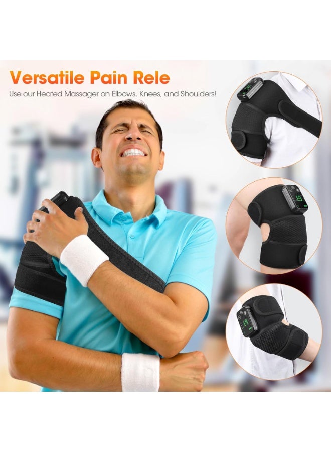 Knee Massager with Heat & Vibration — Rechargeable Cordless Wrap for Knee, Shoulder & Elbow Pain Relief, Adjustable Heat and Vibration, Black Fabric - Image 4