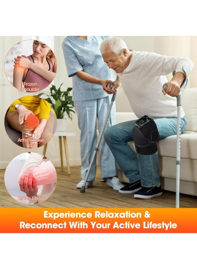 Knee Massager with Heat & Vibration — Rechargeable Cordless Wrap for Knee, Shoulder & Elbow Pain Relief, Adjustable Heat and Vibration, Black Fabric - Image 5