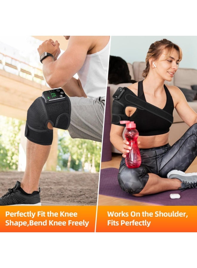 Knee Massager with Heat & Vibration — Rechargeable Cordless Wrap for Knee, Shoulder & Elbow Pain Relief, Adjustable Heat and Vibration, Black Fabric - Image 2