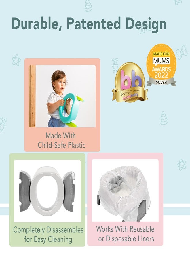 Kalencom Potette Plus 2-in-1 Travel Potty and Trainer Seat - Dual-Purpose Potty Training Toilet Seat - Portable Potty for Toddler Travel - with Durable, Lock-in Legs and Splash Guard - White/Gray - Image 3
