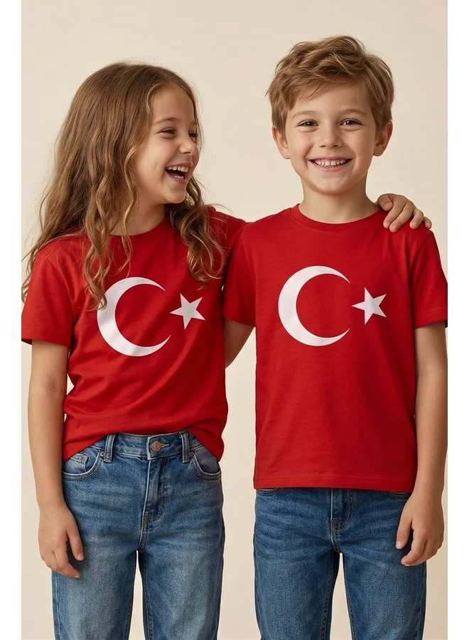 zuzunga Red T-Shirt with Turkish Flag Print.