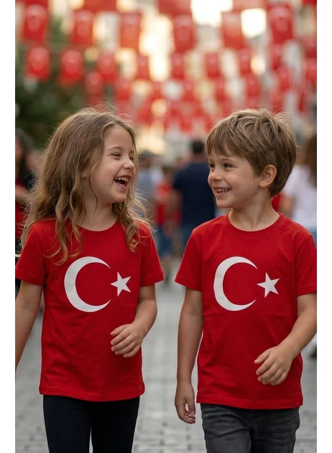 zuzunga Red T-Shirt with Turkish Flag Print.