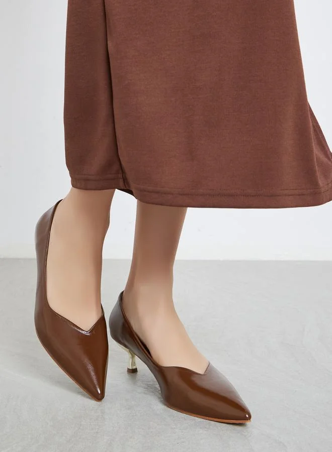 Styli Brown Pointed Toe Pumps