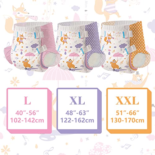 Aimisin Adult Printed Diapers,XX-Large-Fox and Bear, 7 Pieces for Men and Women - Leak Protection Heavy Absorbency Protection Diapers - Image 2