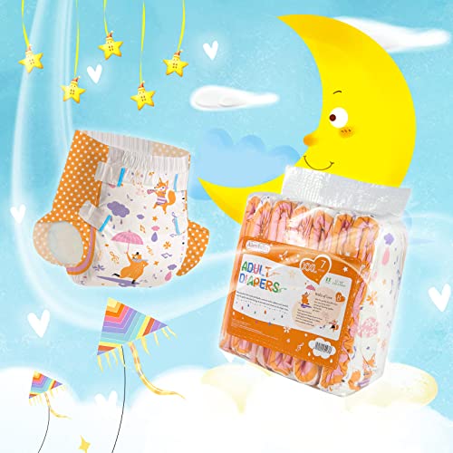 Aimisin Adult Printed Diapers,XX-Large-Fox and Bear, 7 Pieces for Men and Women - Leak Protection Heavy Absorbency Protection Diapers - Image 5
