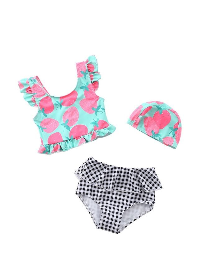 NIBEMINENT 2-Piece Girl's Cute Swimwear With Cap 100cm