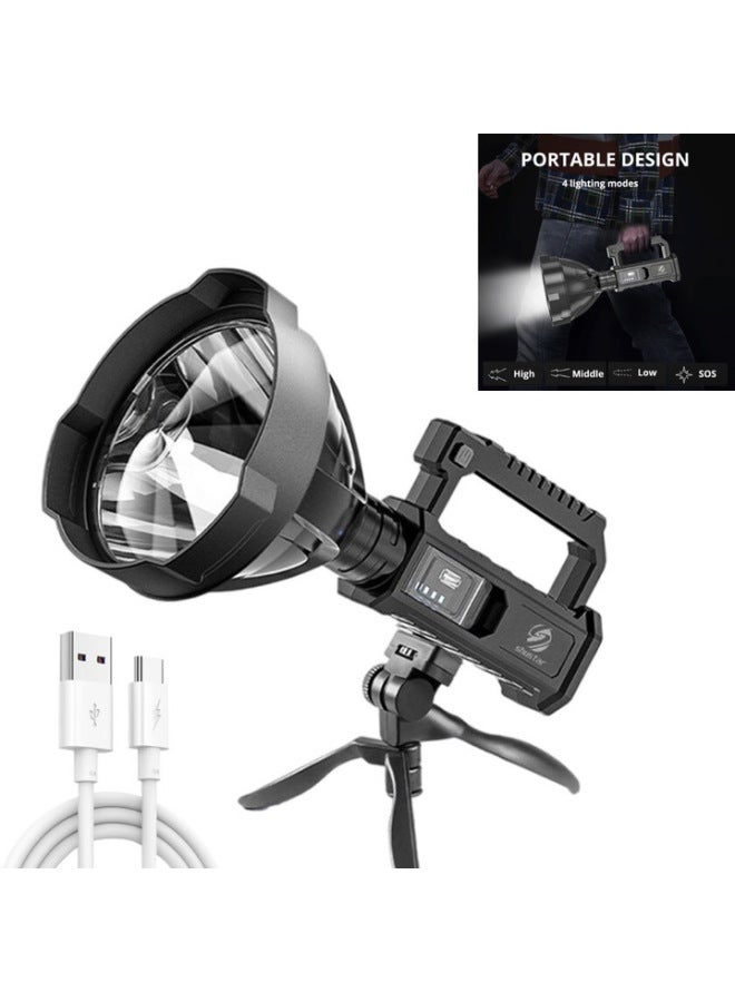 P70 Flashlight Outdoor Strong Light Multi-function Searchlight USB Charging Long-range Lighting P90 Portable Lamp-Color:[p50 Bulb] W590 Super Large Light Cup Portable Light + Large Bracket, [p70 Bulb], W511  - Image 2
