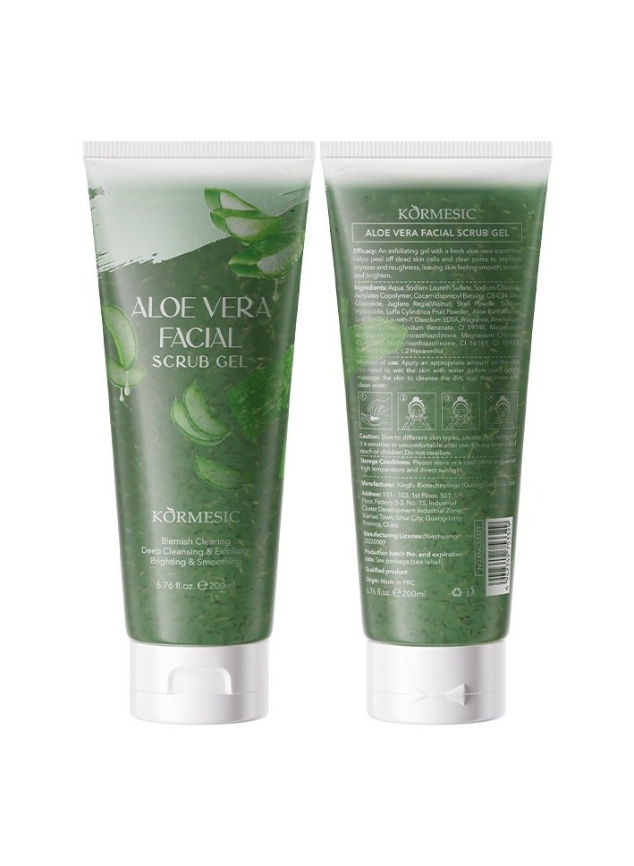 Kormesic Aloe Vera Facial Scrub Gel 200ml - Gentle Exfoliation & Soothing Care - Image 1