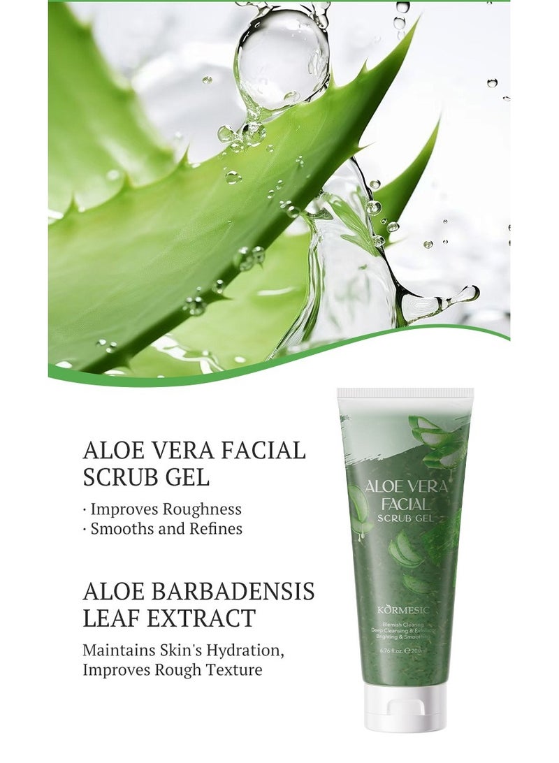 Kormesic Aloe Vera Facial Scrub Gel 200ml - Gentle Exfoliation & Soothing Care - Image 2